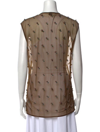 Dries Van Noten Printed Scoop Neck Button-Up Top