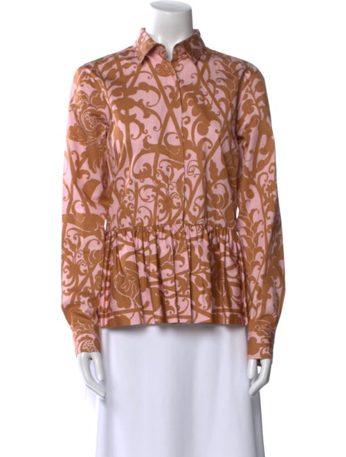 Dries Van Noten Printed Long Sleeve Button-Up Top