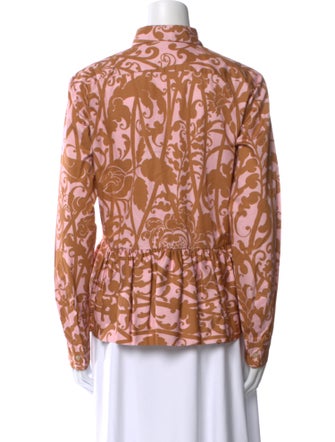 Dries Van Noten Printed Long Sleeve Button-Up Top
