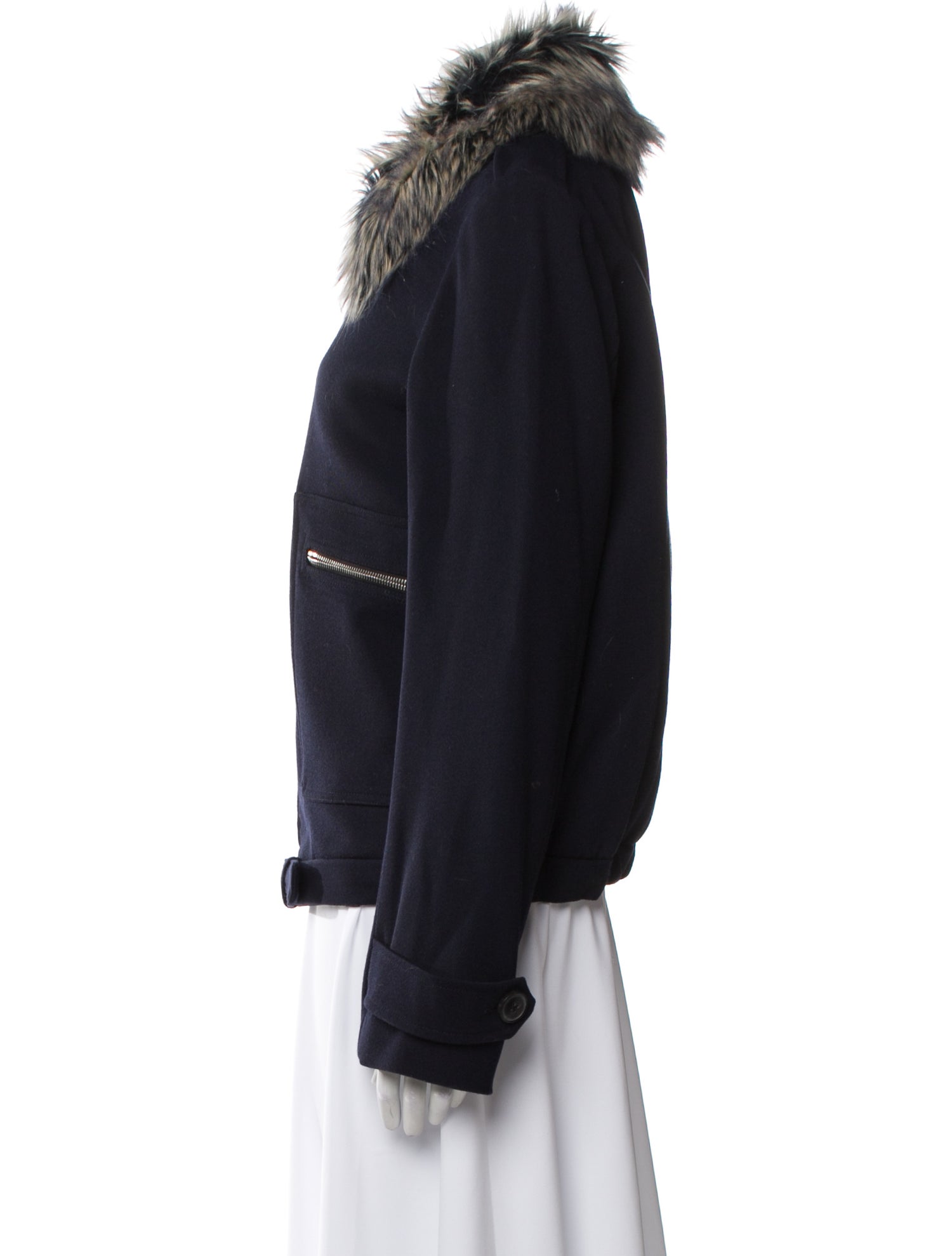 Dries Van Noten Wool Faux Fur Jacket