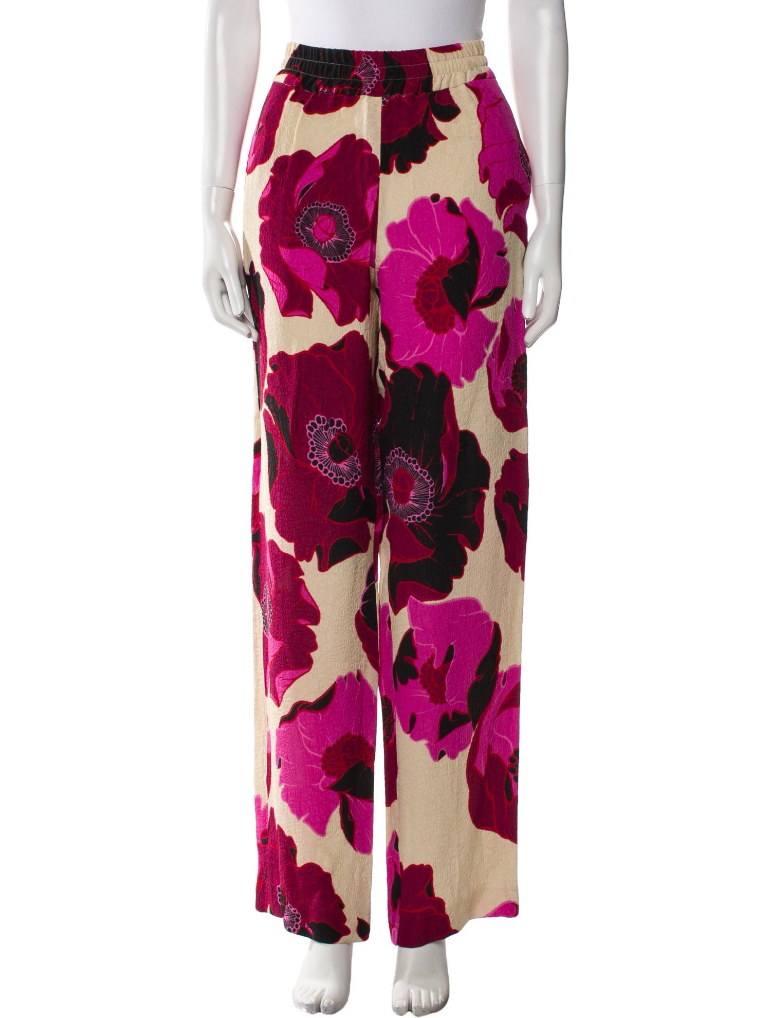 Dries Van Noten Floral Print Wide Leg Pants