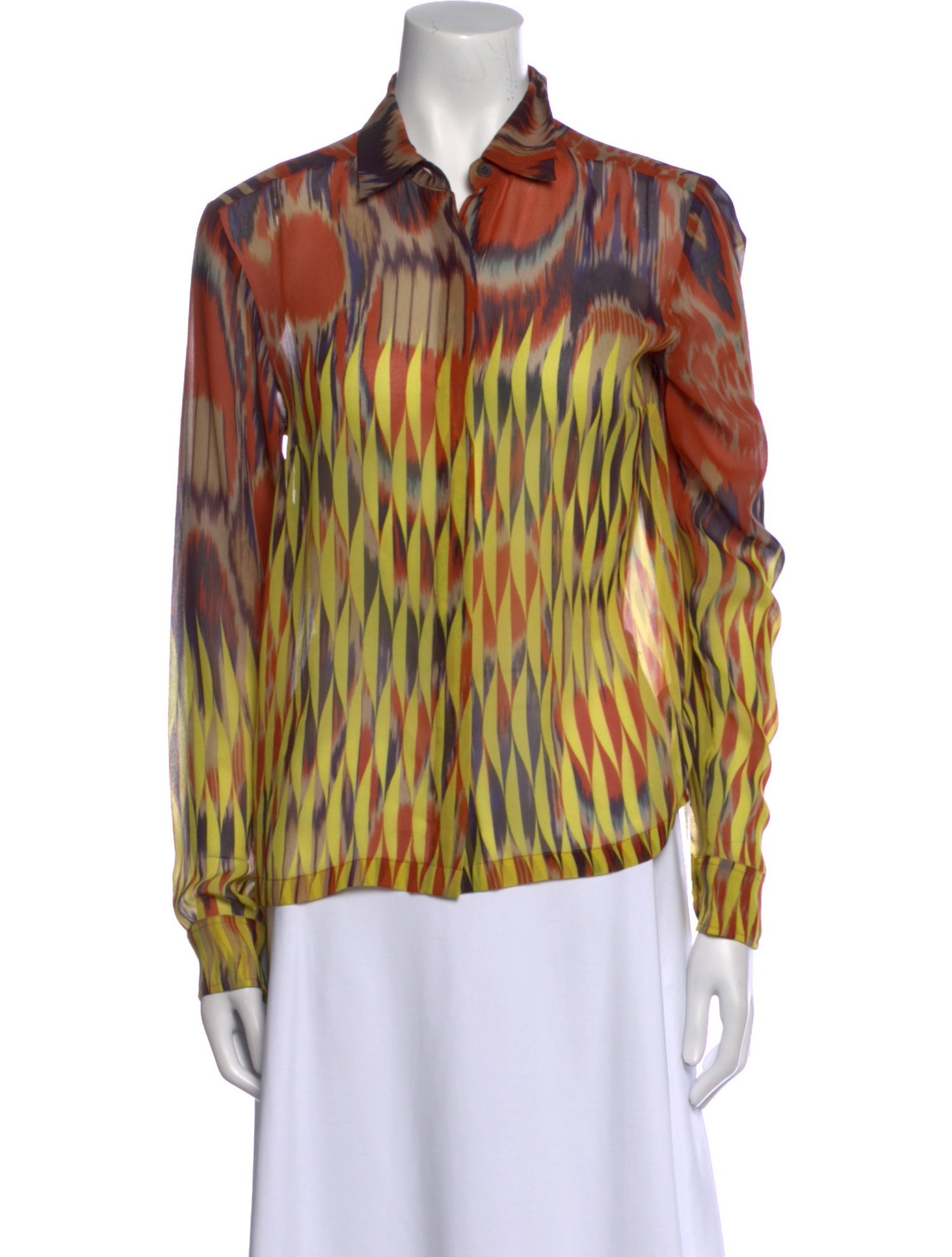 Dries Van Noten Silk Printed Button-Up Top