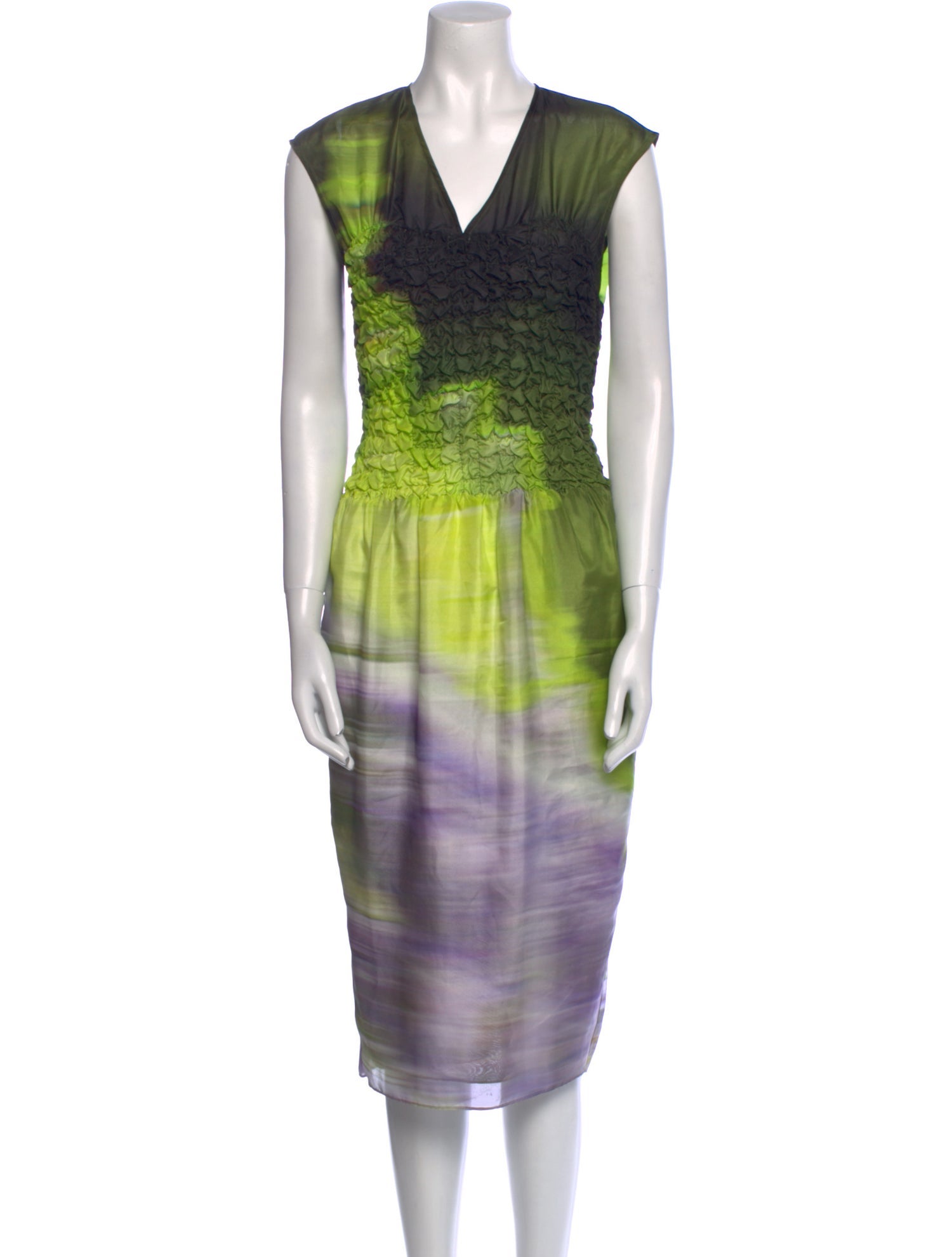 Dries Van Noten Tie-Dye Print Midi Length Dress