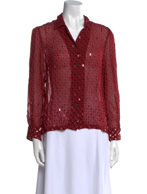 Dries Van Noten Printed Long Sleeve Button-Up Top