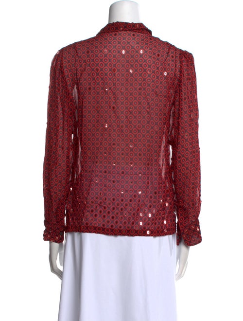 Dries Van Noten Printed Long Sleeve Button-Up Top