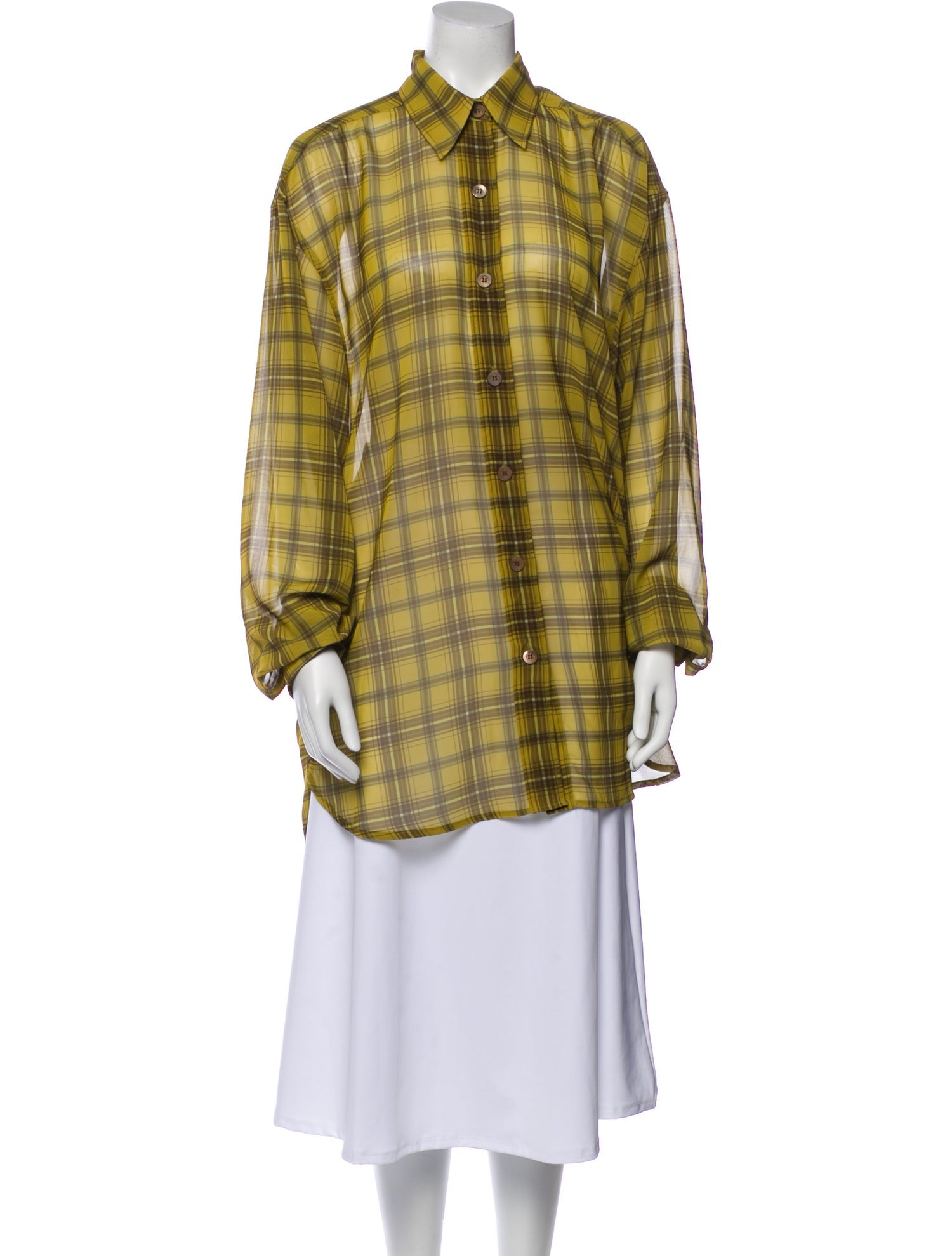 Dries Van Noten Plaid Print Long Sleeve Tunic