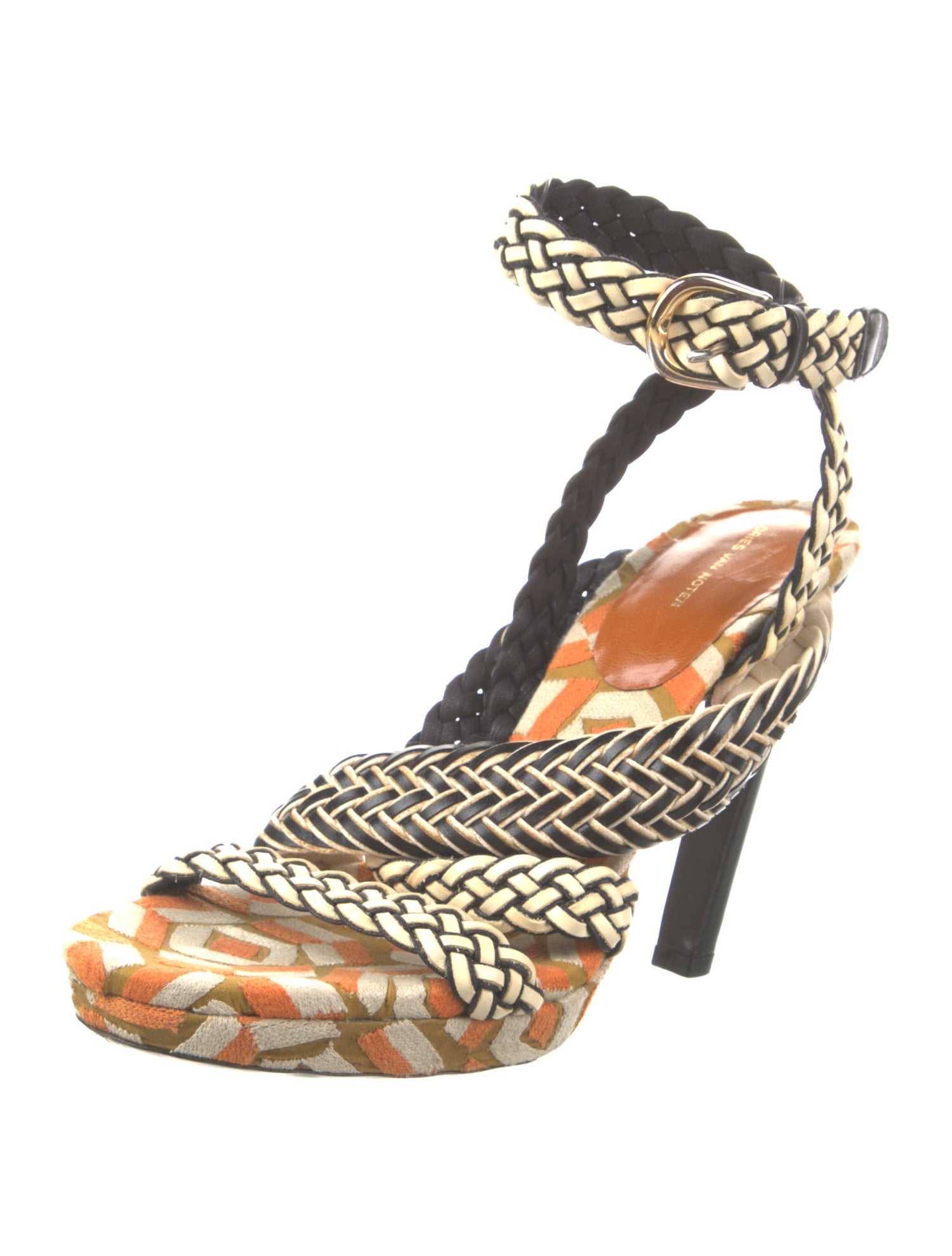 Dries Van Noten Leather Printed Sandals