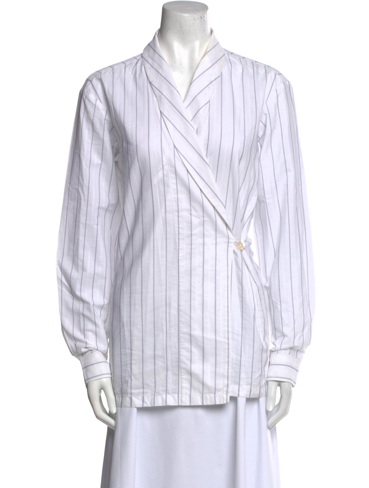 Dries Van Noten Striped Long Sleeve Button-Up Top