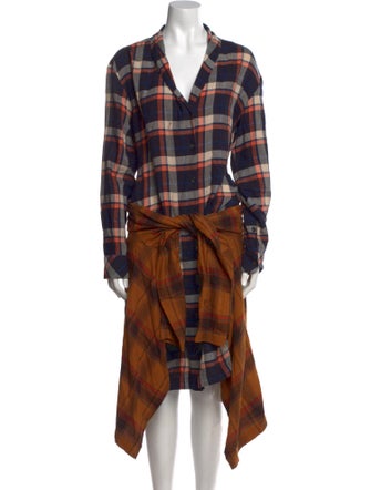 Dries Van Noten Plaid Print Knee-Length Dress