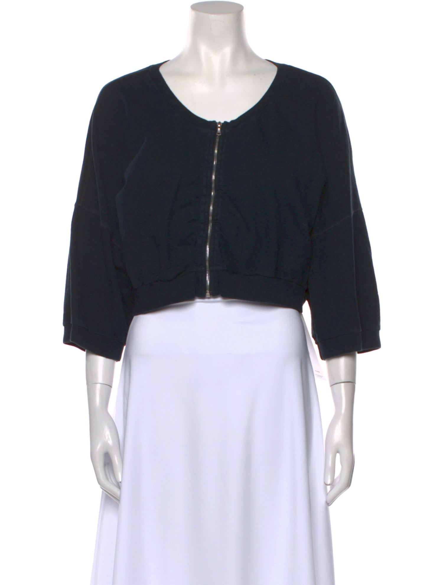 Dries Van Noten Scoop Neck Three-Quarter Sleeve Crop Top