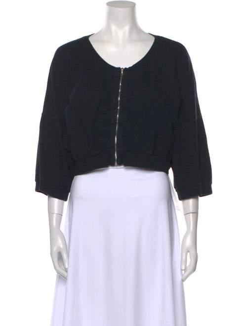 Dries Van Noten Scoop Neck Three-Quarter Sleeve Crop Top