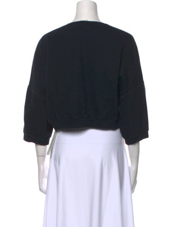 Dries Van Noten Scoop Neck Three-Quarter Sleeve Crop Top