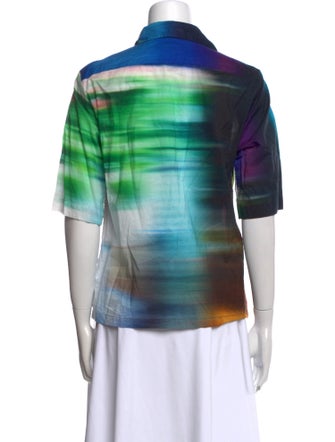 Dries Van Noten Printed Short Sleeve Button-Up Top