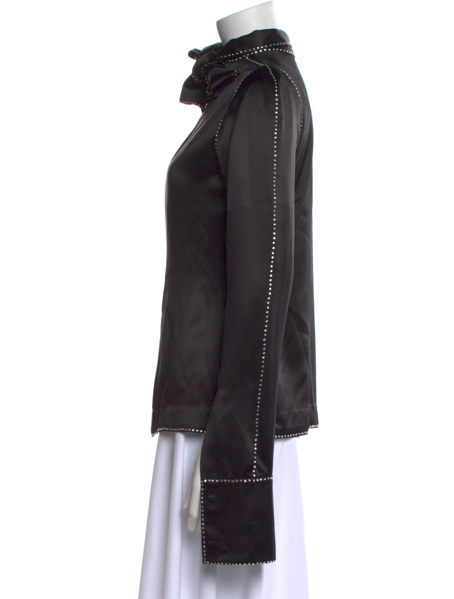 Dries Van Noten Silk Mock Neck Blouse