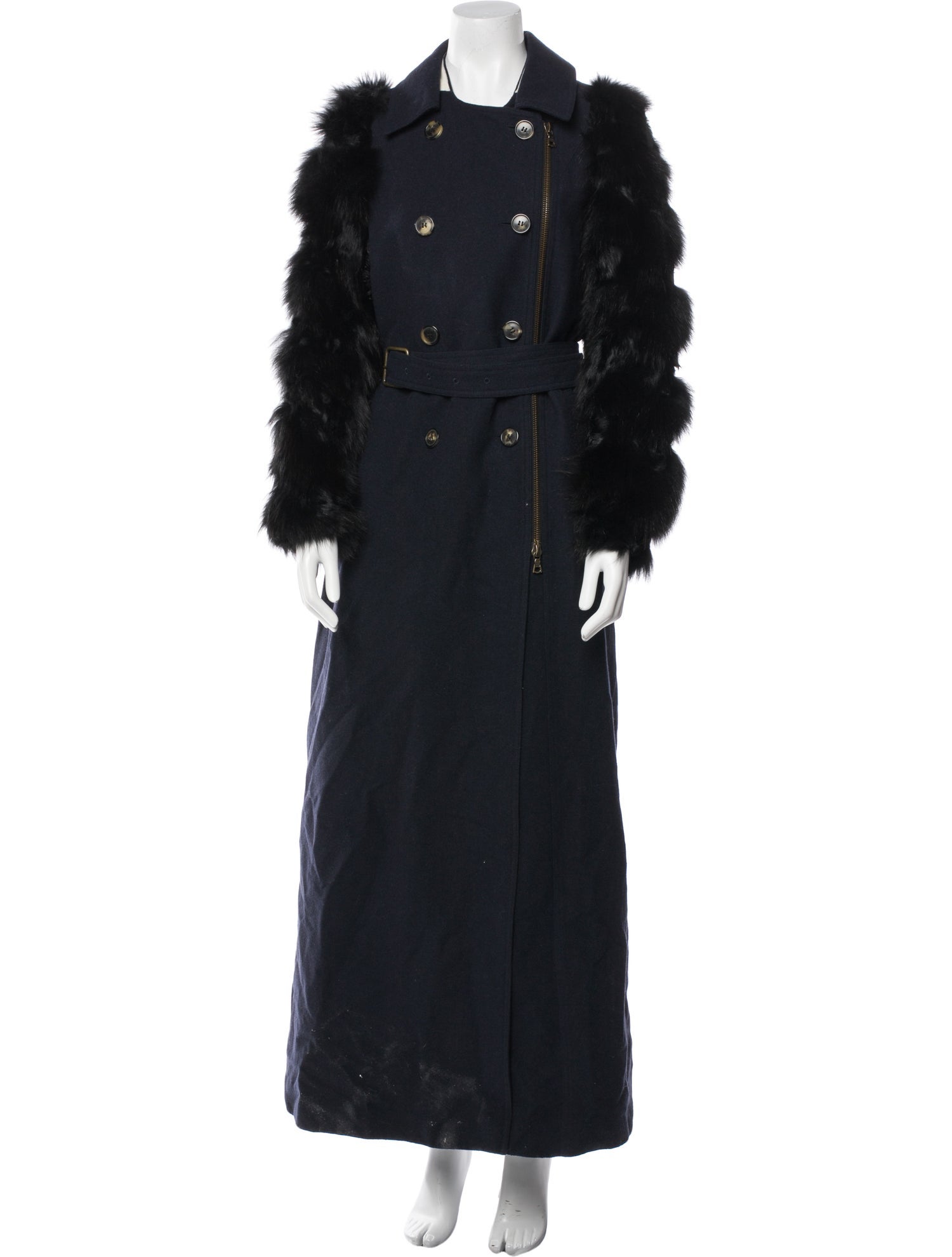 Dries Van Noten Wool Faux Fur Coat