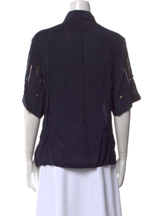 Dries Van Noten Printed Short Sleeve Button-Up Top
