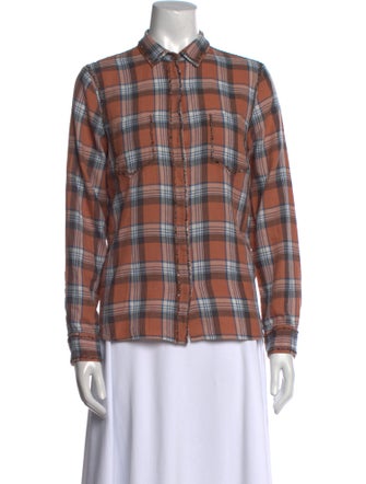 Dries Van Noten Plaid Print Long Sleeve Button-Up Top