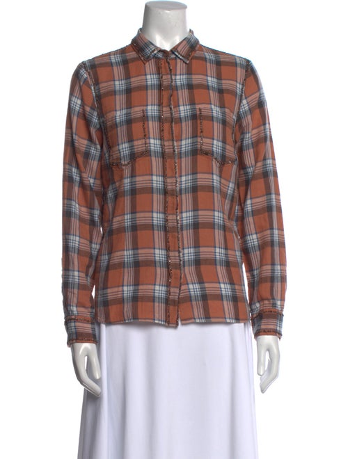 Dries Van Noten Plaid Print Long Sleeve Button-Up Top