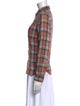 Dries Van Noten Plaid Print Long Sleeve Button-Up Top