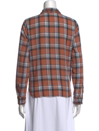 Dries Van Noten Plaid Print Long Sleeve Button-Up Top