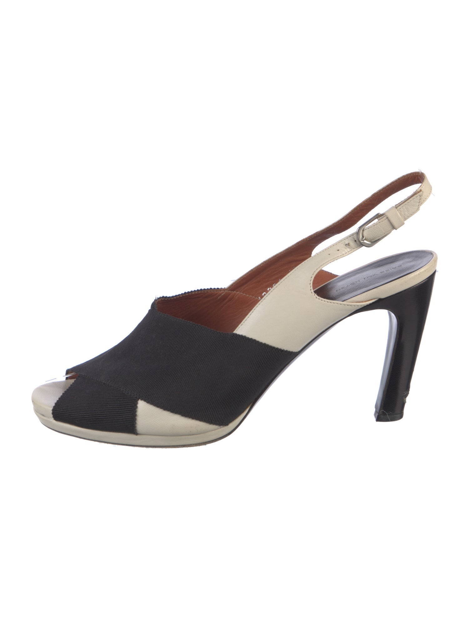 Dries Van Noten Leather Colorblock Pattern Slingback Sandals