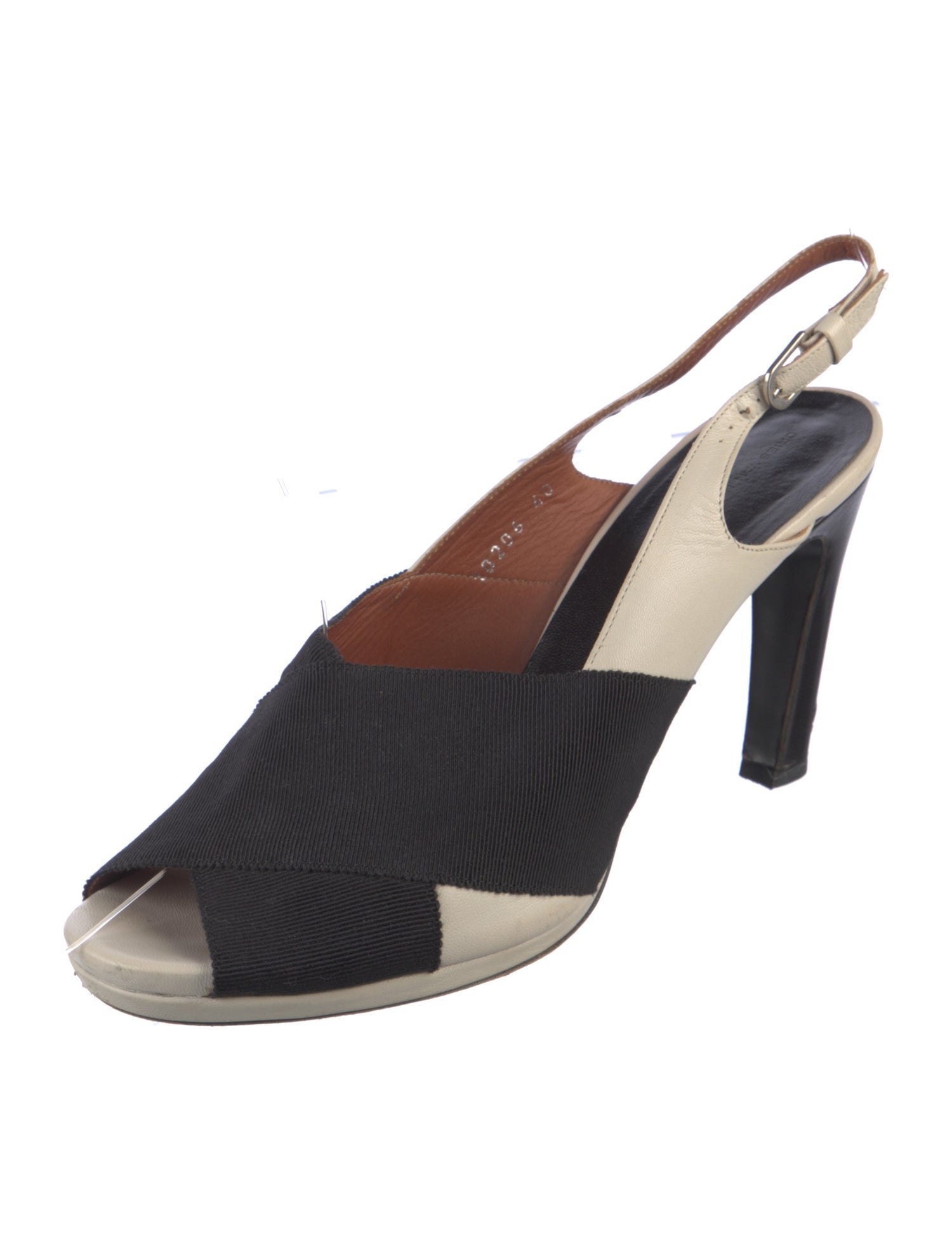 Dries Van Noten Leather Colorblock Pattern Slingback Sandals