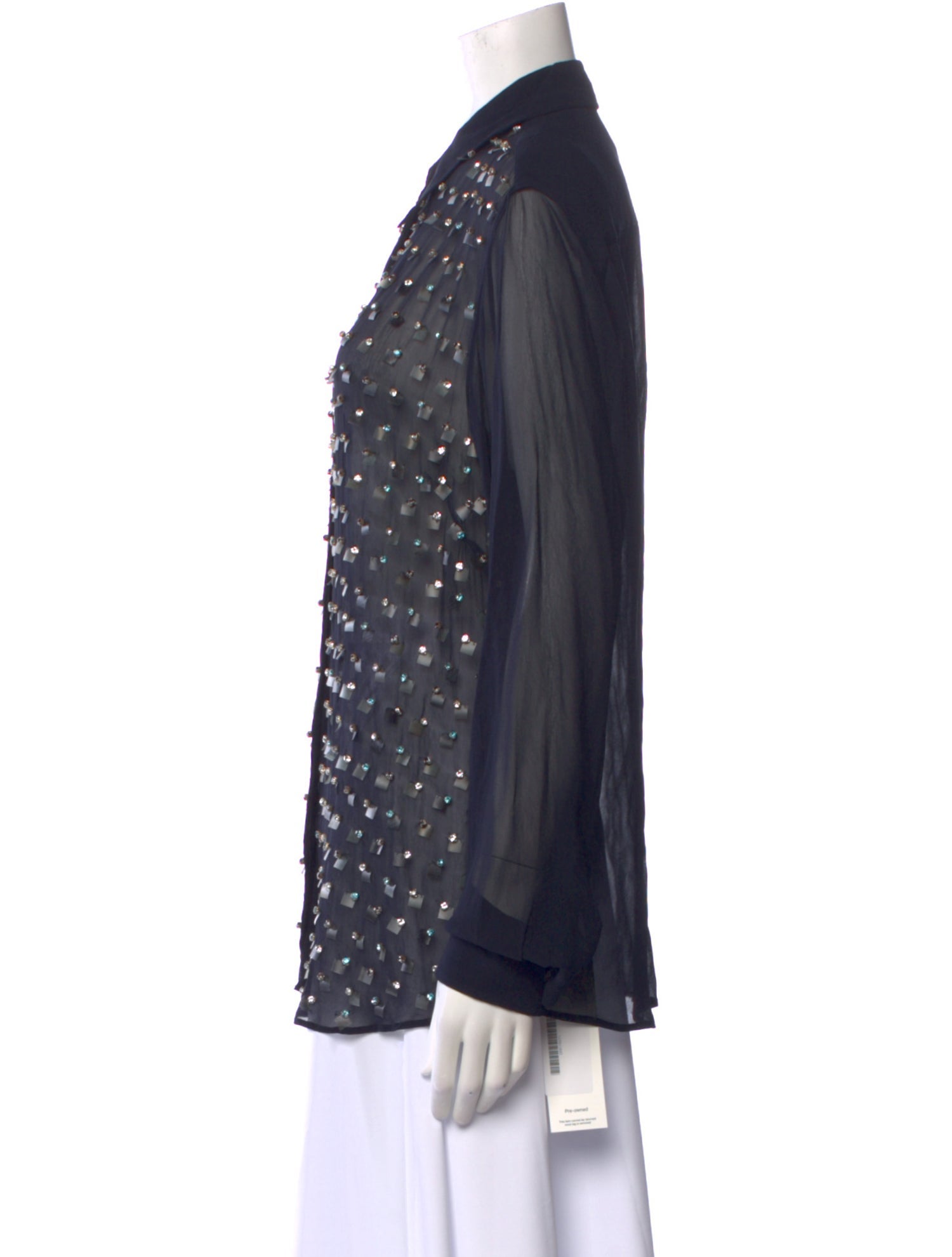 Dries Van Noten Polka Dot Print Long Sleeve Button-Up Top