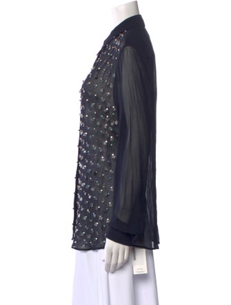 Dries Van Noten Polka Dot Print Long Sleeve Button-Up Top