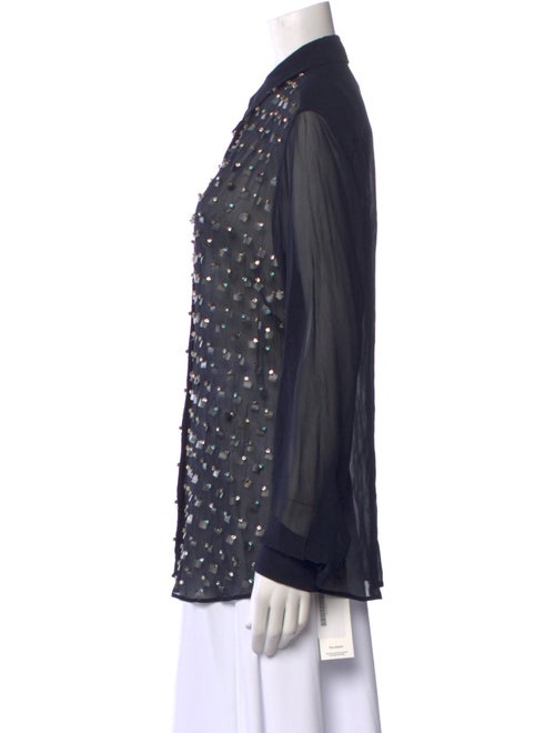 Dries Van Noten Polka Dot Print Long Sleeve Button-Up Top