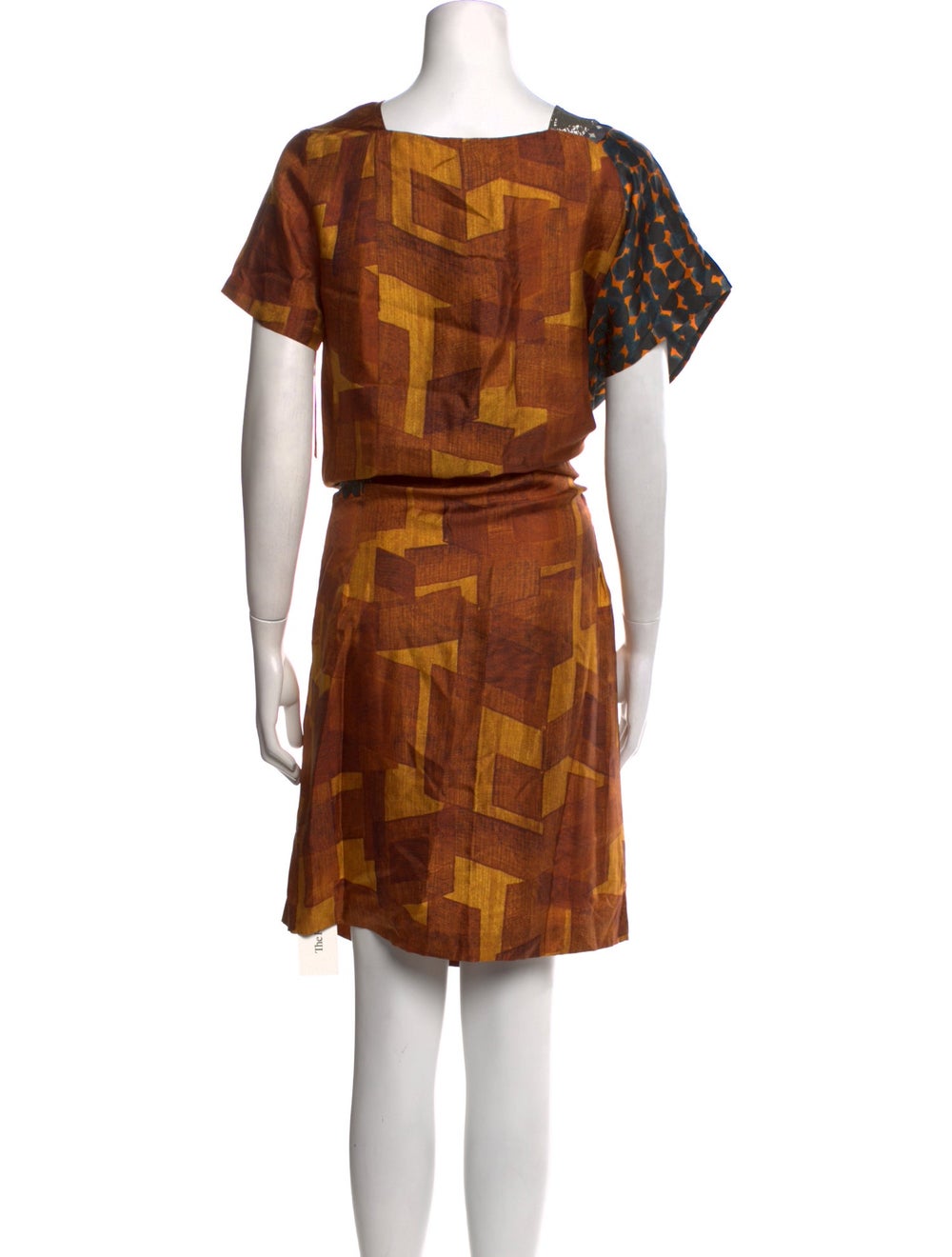 Dries Van Noten Silk Shift Dress Orange Printed S… - image 3