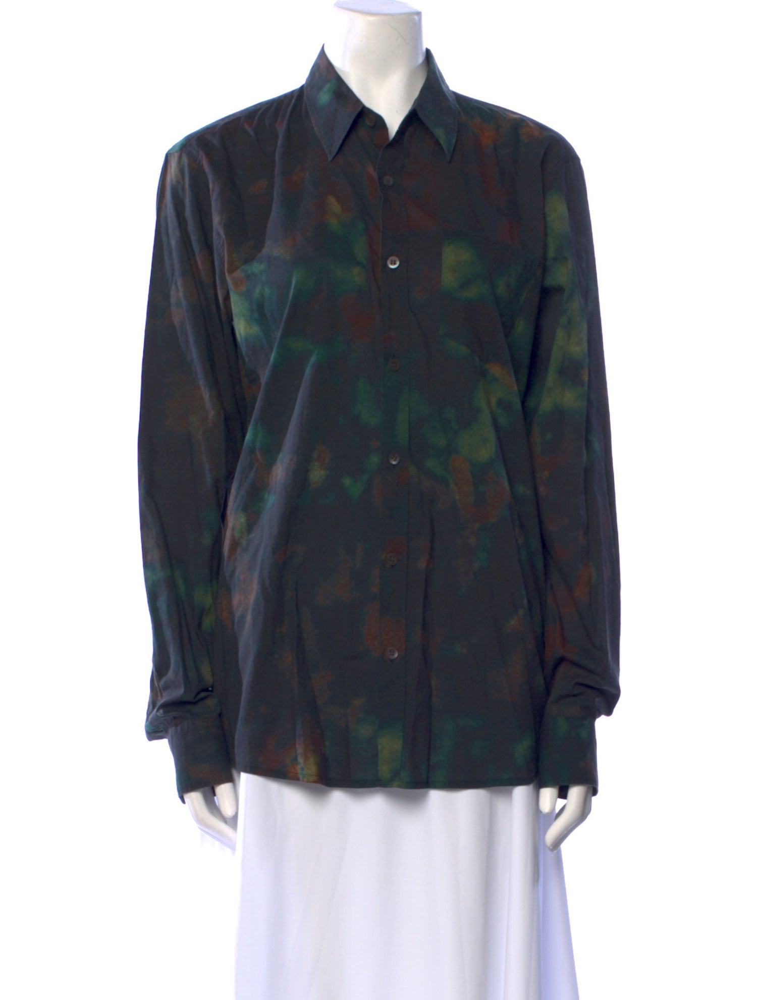Dries Van Noten Printed Long Sleeve Button-Up Top