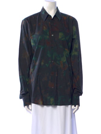 Dries Van Noten Printed Long Sleeve Button-Up Top