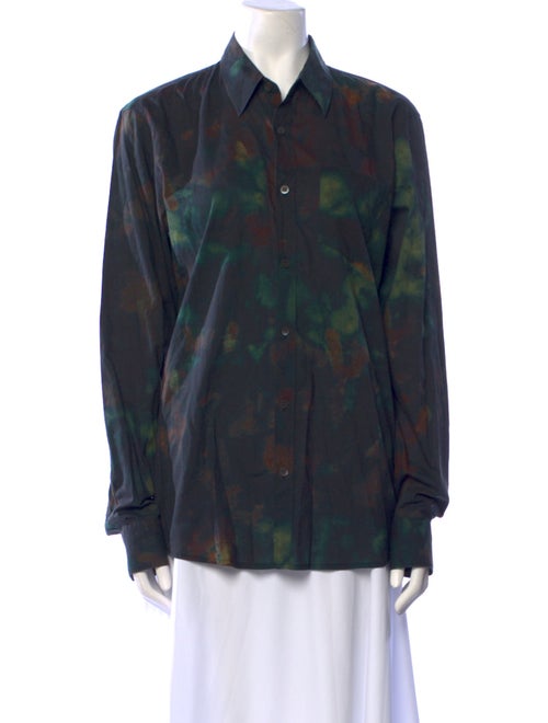 Dries Van Noten Printed Long Sleeve Button-Up Top