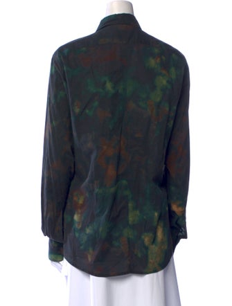 Dries Van Noten Printed Long Sleeve Button-Up Top