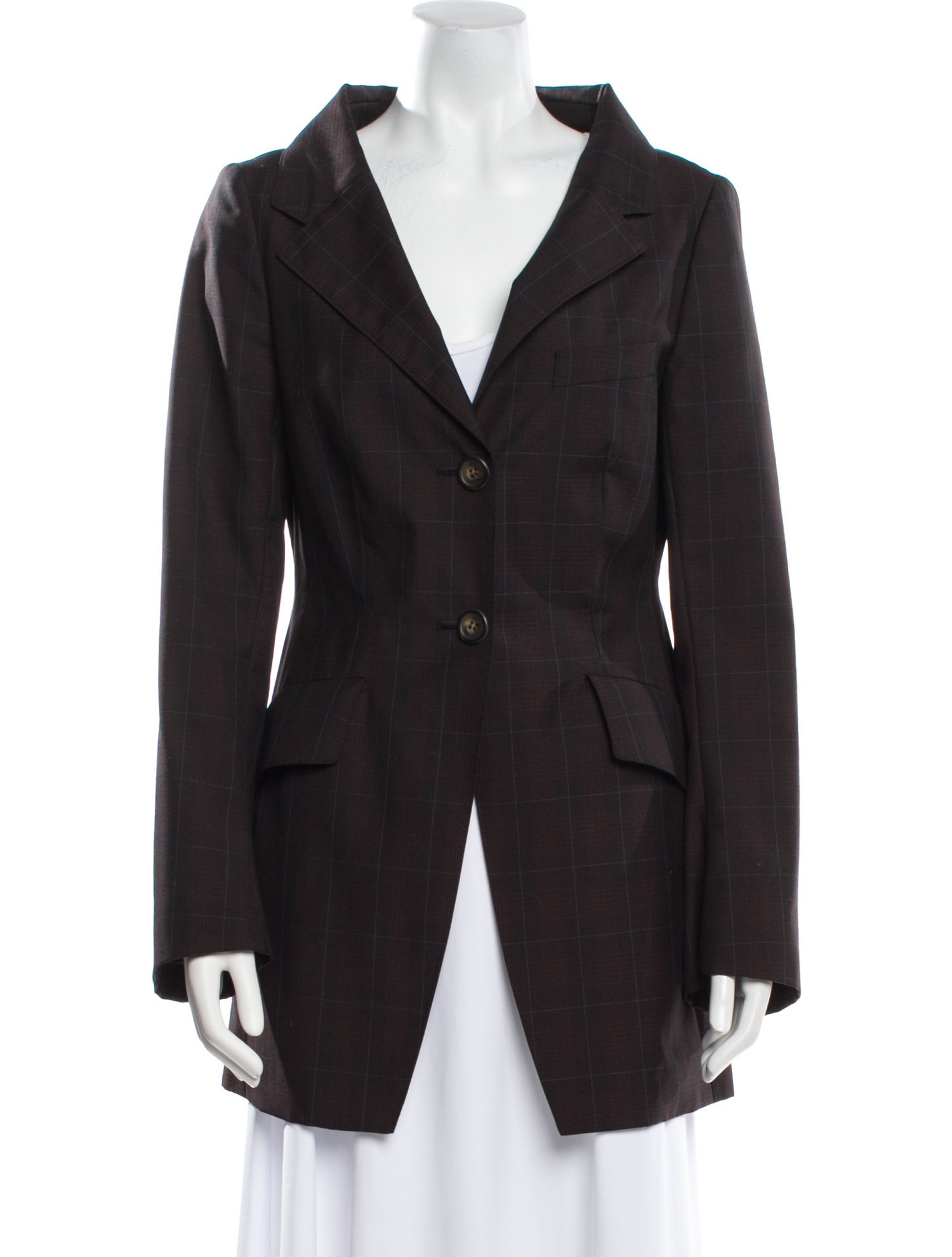 Dries Van Noten Wool Plaid Print Blazer