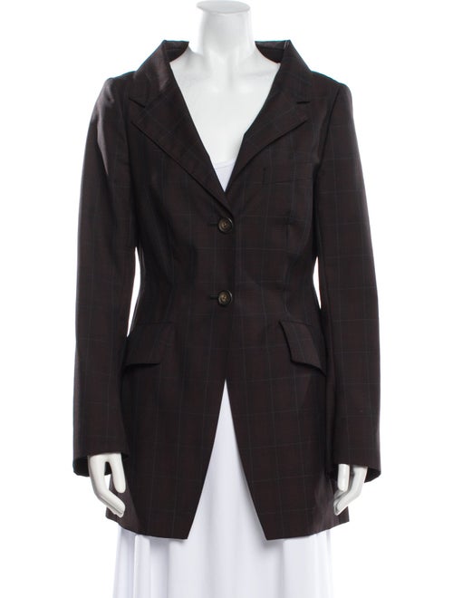 Dries Van Noten Wool Plaid Print Blazer