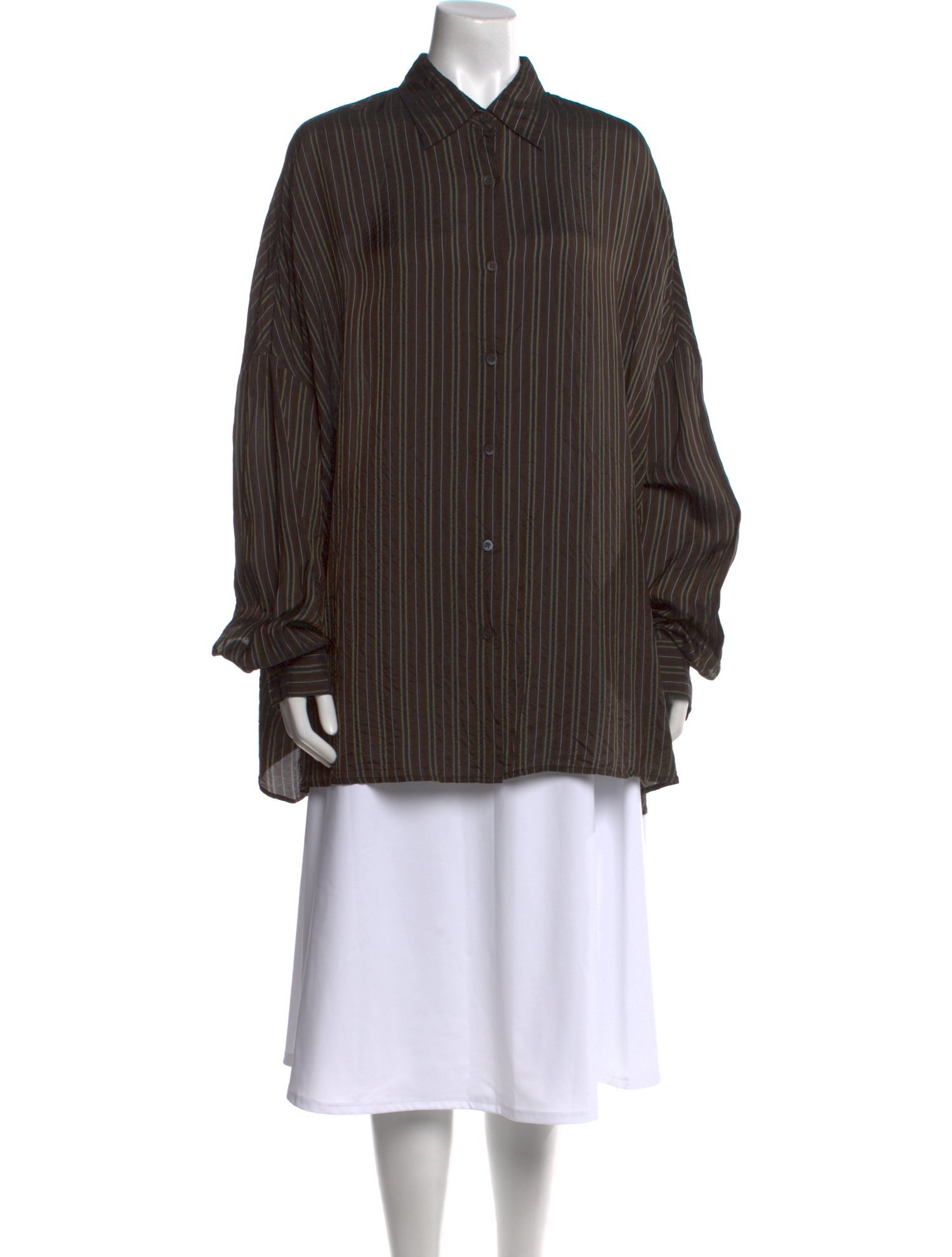 Dries Van Noten Striped Long Sleeve Button-Up Top