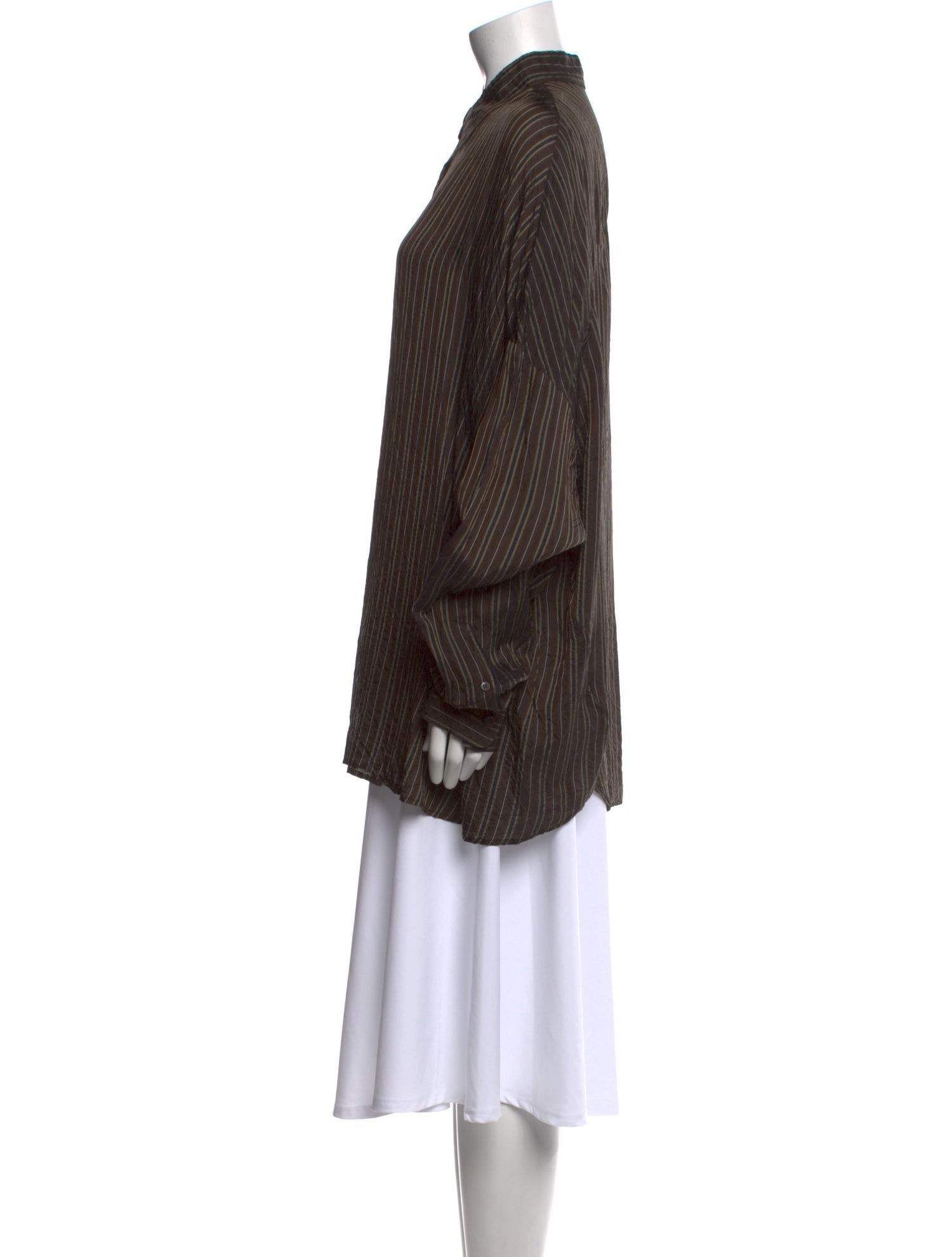 Dries Van Noten Striped Long Sleeve Button-Up Top