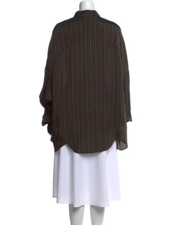 Dries Van Noten Striped Long Sleeve Button-Up Top