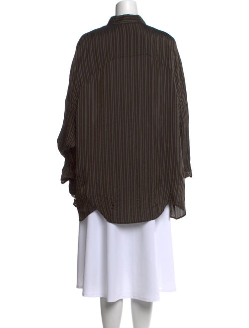 Dries Van Noten Striped Long Sleeve Button-Up Top