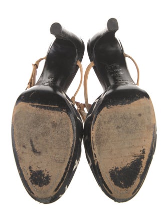 Dries Van Noten Leather Printed T-Strap Pumps