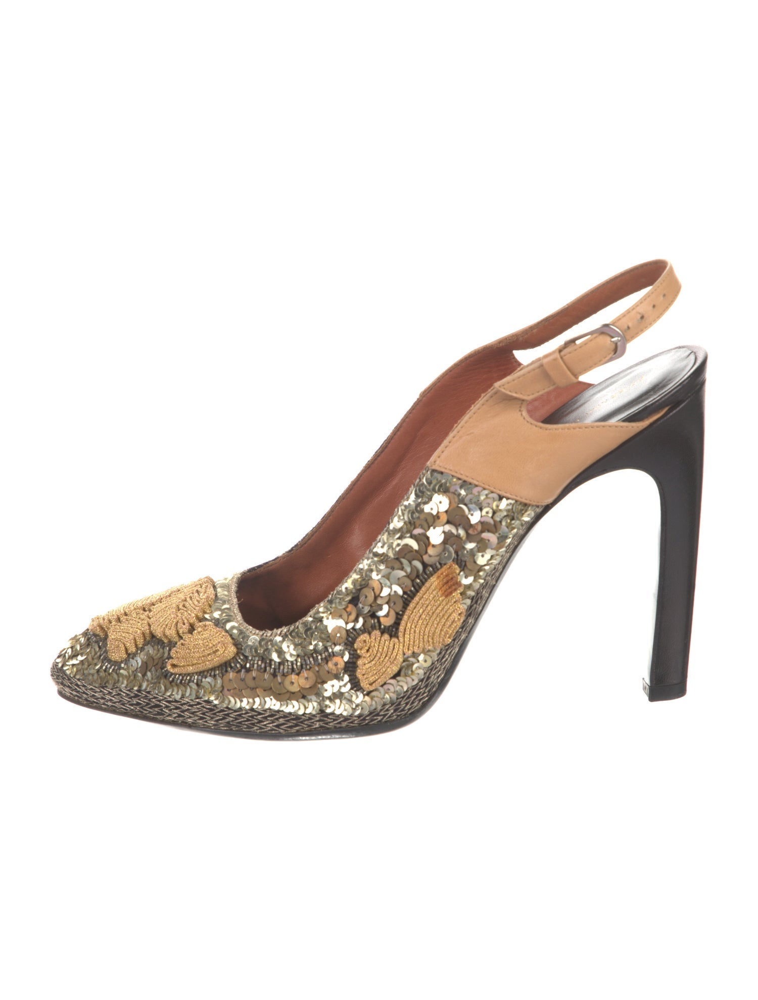 Dries Van Noten Sequins Printed Slingback Pumps