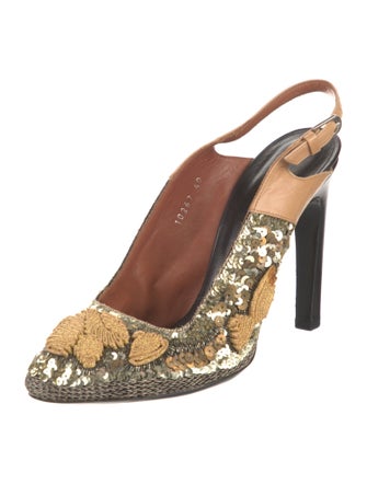 Dries Van Noten Sequins Printed Slingback Pumps
