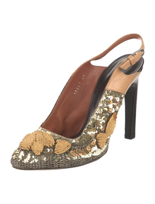 Dries Van Noten Sequins Printed Slingback Pumps