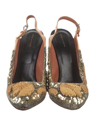 Dries Van Noten Sequins Printed Slingback Pumps