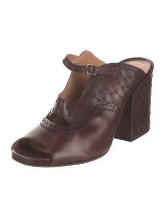 Dries Van Noten Leather Printed Slides