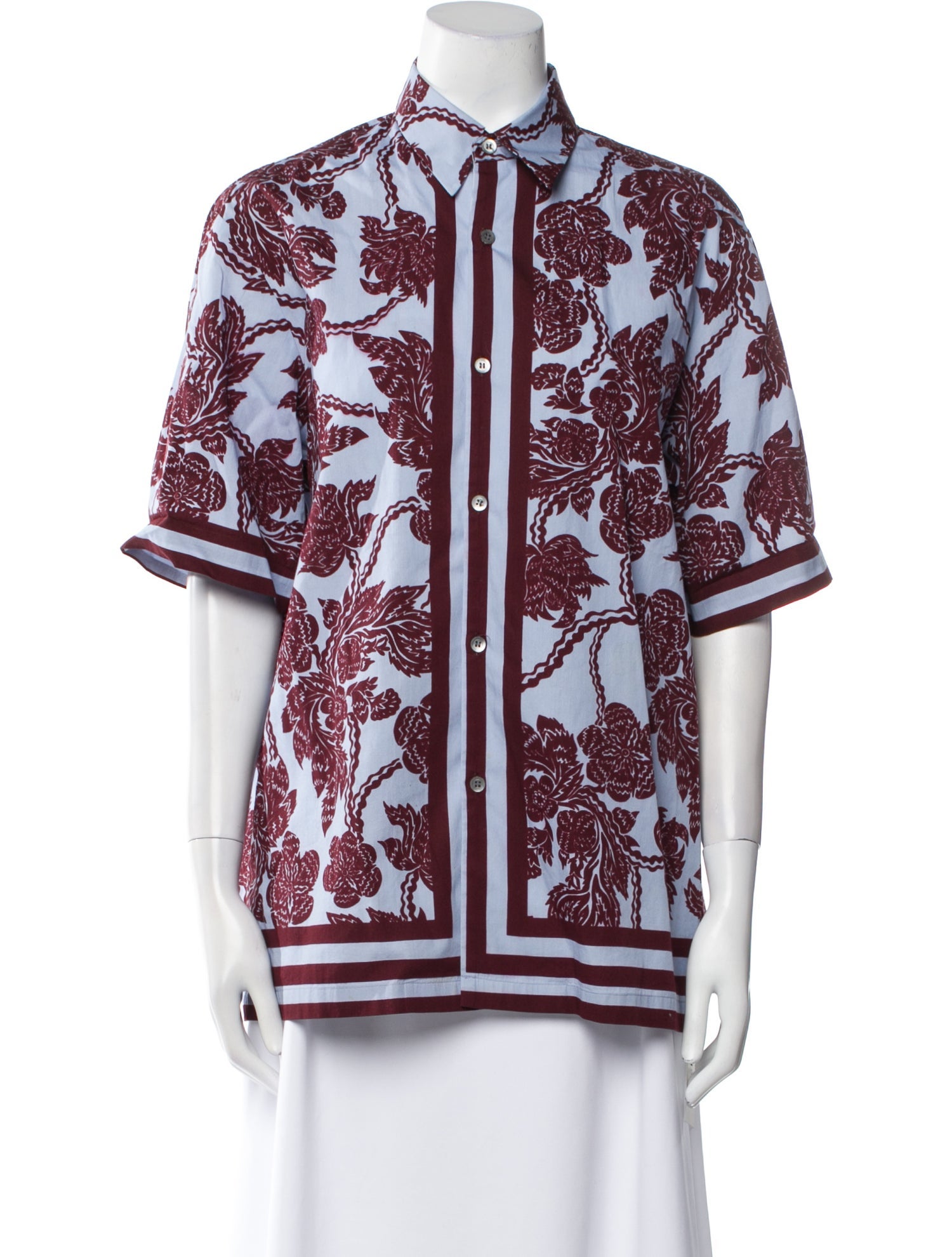 Dries Van Noten Paisley Print Short Sleeve Button-Up Top