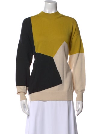 Dries Van Noten Merino Wool Colorblock Pattern Sweater