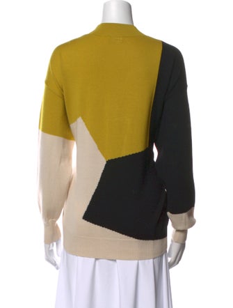 Dries Van Noten Merino Wool Colorblock Pattern Sweater