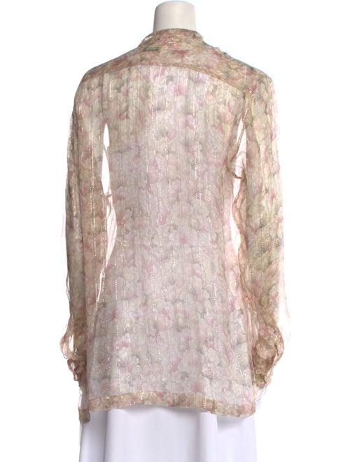 Dries Van Noten Floral Print Mock Neck Button-Up Top